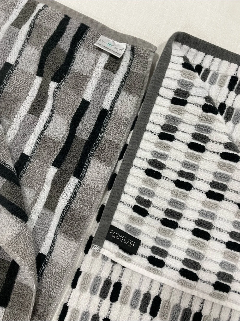 Rachel Zoe Gray & White Patterned Throw Blankets - Modern Striped Set